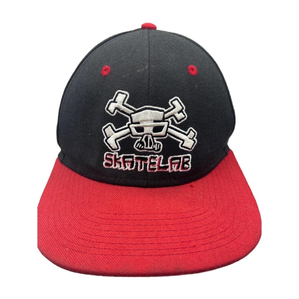 Skatelab Black Red Skull Crossbones Logo Hat One Size